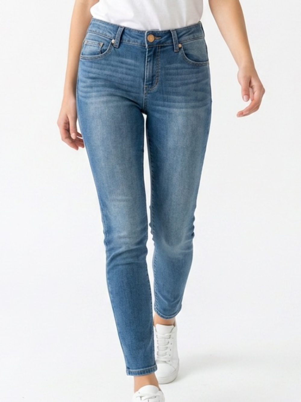 1822 Denim Skinny Jeans Womens 8 Blue good  Medium Wash Whiskered Stretch